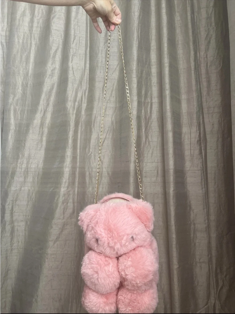 Plush Pink Teddy Bear Crossbody Bag handbag for Kids toy
